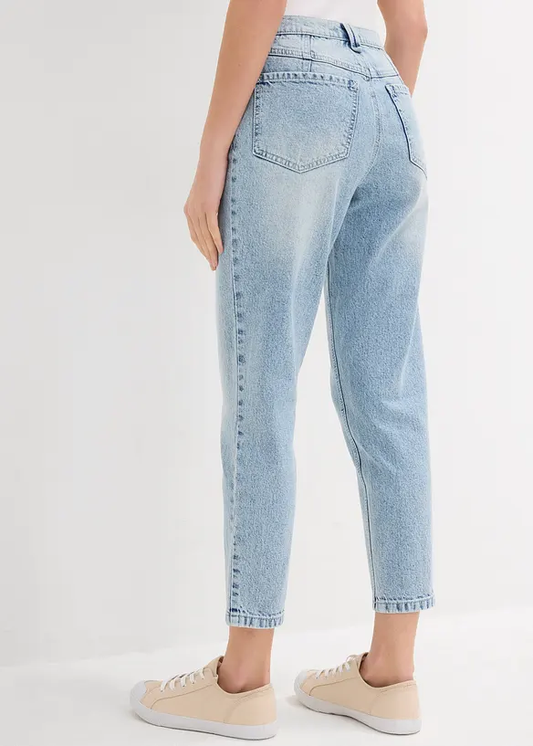 Džíny Mom, High Waist, nízký podíl streče, zkrácené, bonprix