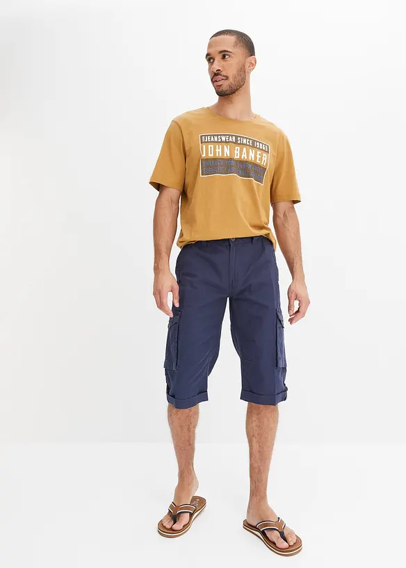 Dlouhé cargo bermudy Regular Fit, ze vzdušné lněné směsi, bonprix