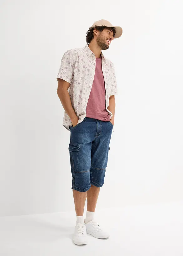 Lehké dlouhé džínové cargo bermudy, Relaxed Fit, bonprix