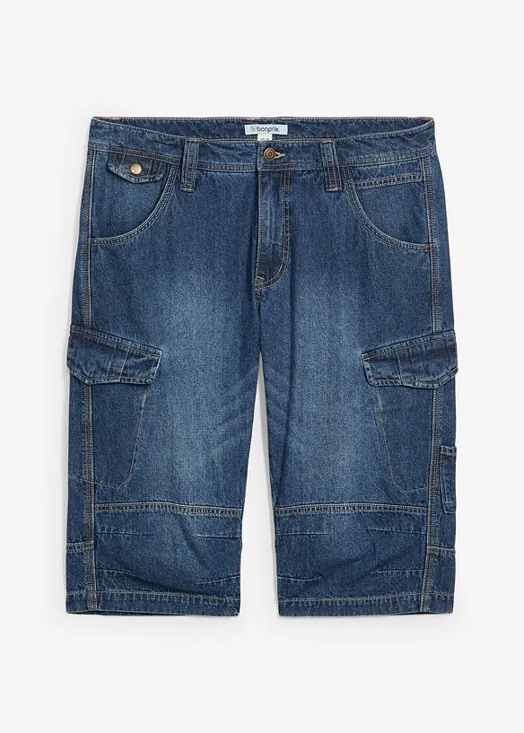 Lehké dlouhé džínové cargo bermudy, Relaxed Fit, bonprix