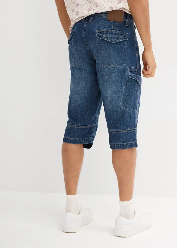 Lehké dlouhé džínové cargo bermudy, Relaxed Fit, bonprix