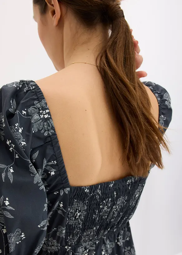 Midi šaty s nabíranými rukávy, bonprix