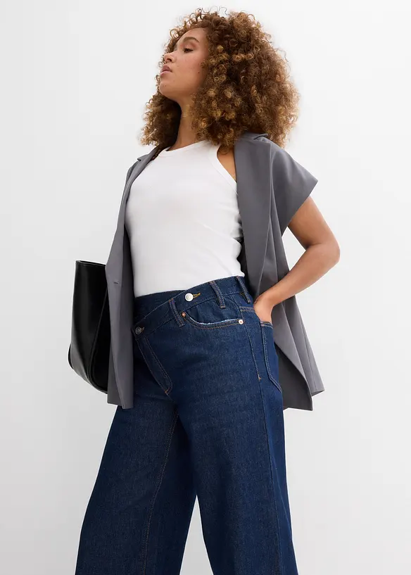 Džíny Wide Leg, Mid Waist, Low Stretch, bonprix
