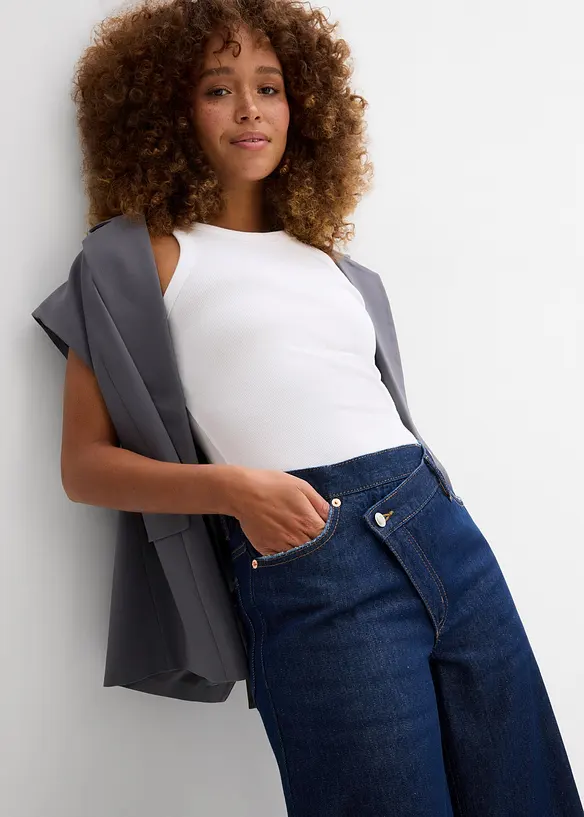 Džíny Wide Leg, Mid Waist, Low Stretch, bonprix