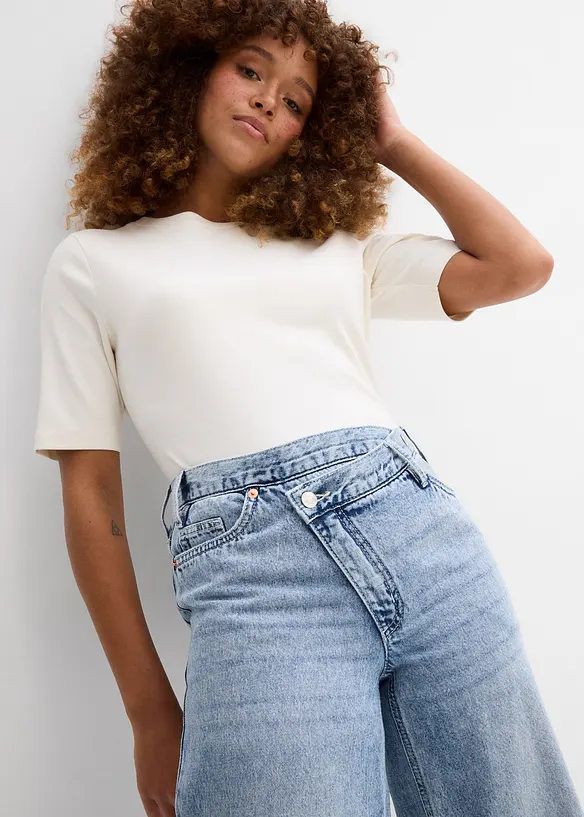 Džíny Wide Leg, Mid Waist, Low Stretch, bonprix