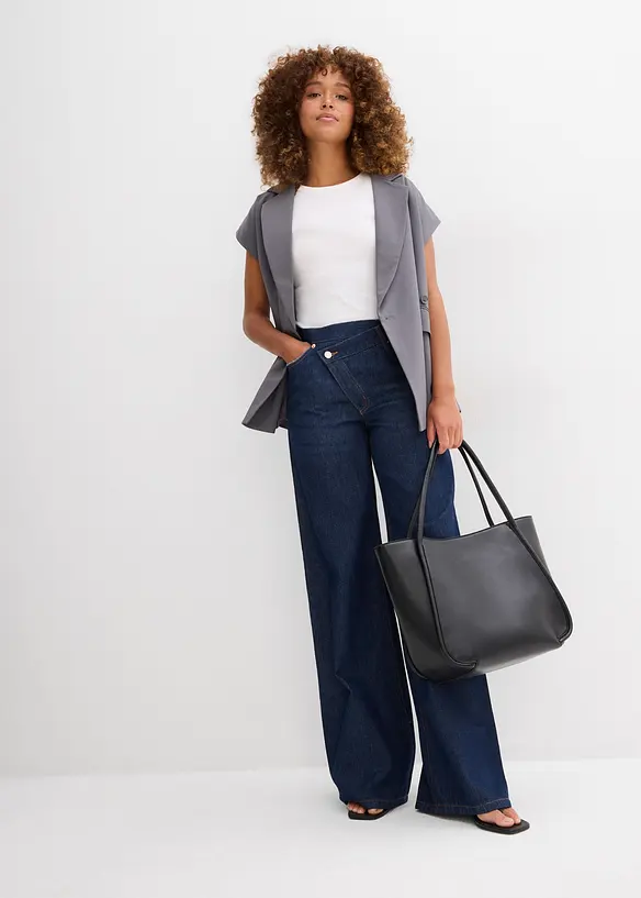 Džíny Wide Leg, Mid Waist, Low Stretch, bonprix