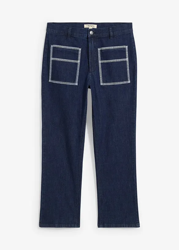 Džíny Straight, High Waist, zkrácené, bonprix
