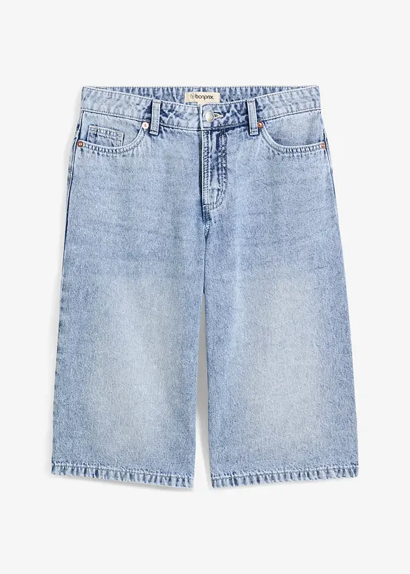 Džínové bermudy Mid Waist, Low Stretch, bonprix
