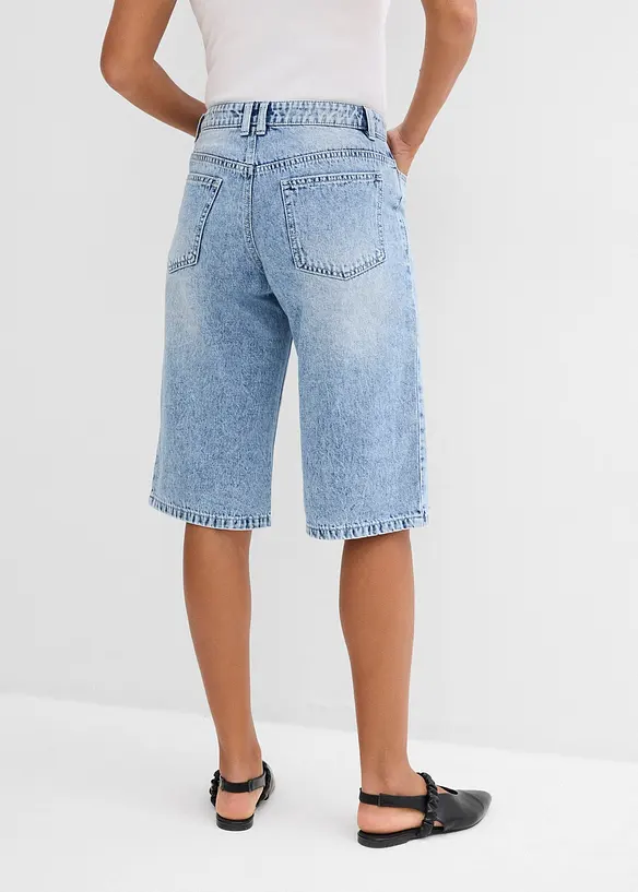 Džínové bermudy Mid Waist, Low Stretch, bonprix