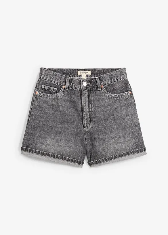 Džínové šortky High Waist, nízký podíl streče, bonprix