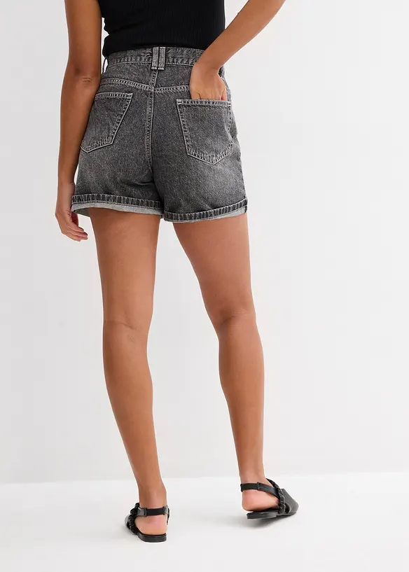 Džínové šortky High Waist, nízký podíl streče, bonprix