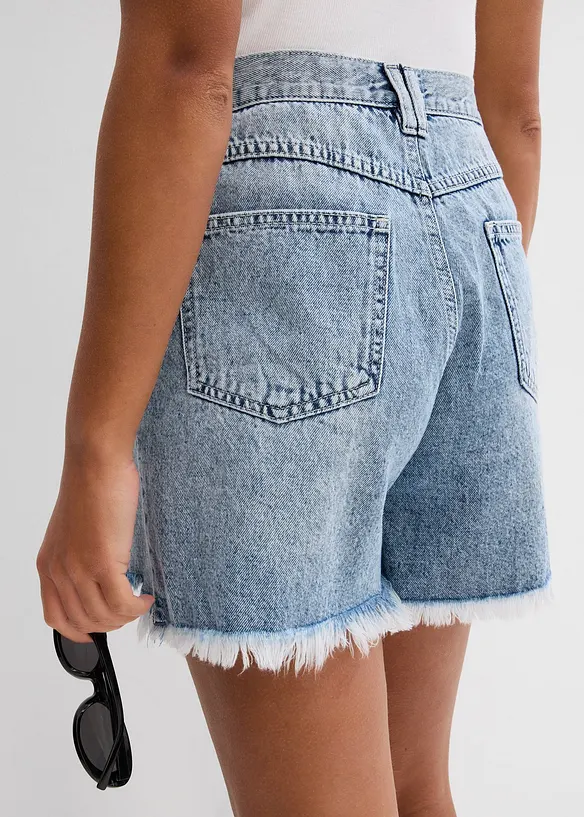 Džínové šortky High Waist, nízký podíl streče, bonprix