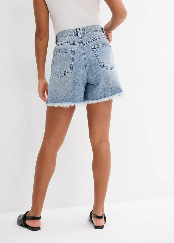 Džínové šortky High Waist, nízký podíl streče, bonprix