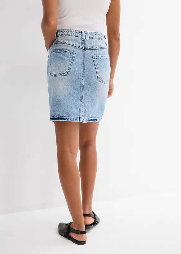 Džínová sukně Mid Waist, Low Stretch, bonprix