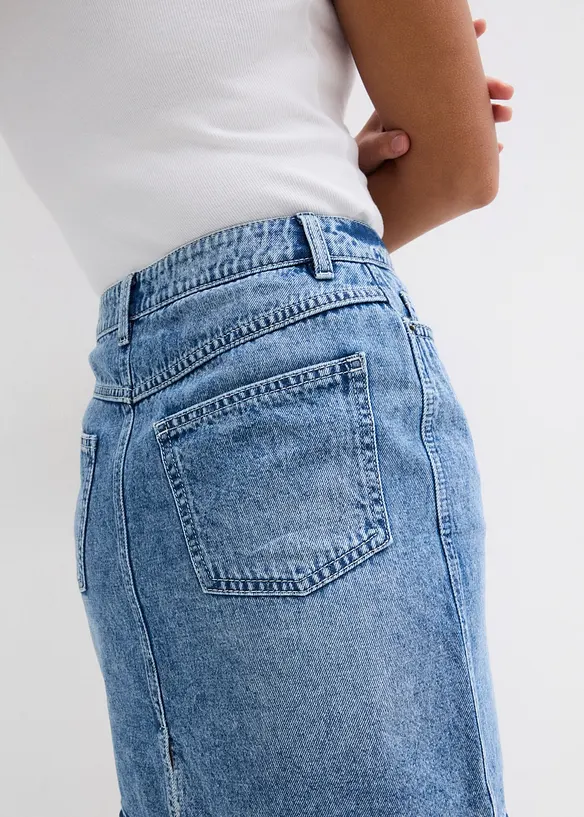 Džínová sukně Mid Waist, Low Stretch, bonprix
