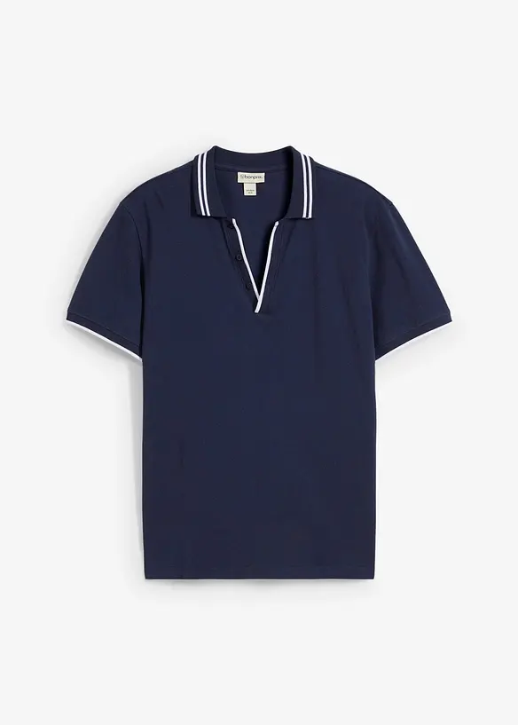 Triko polo z piké, s výstřihem do V, bonprix