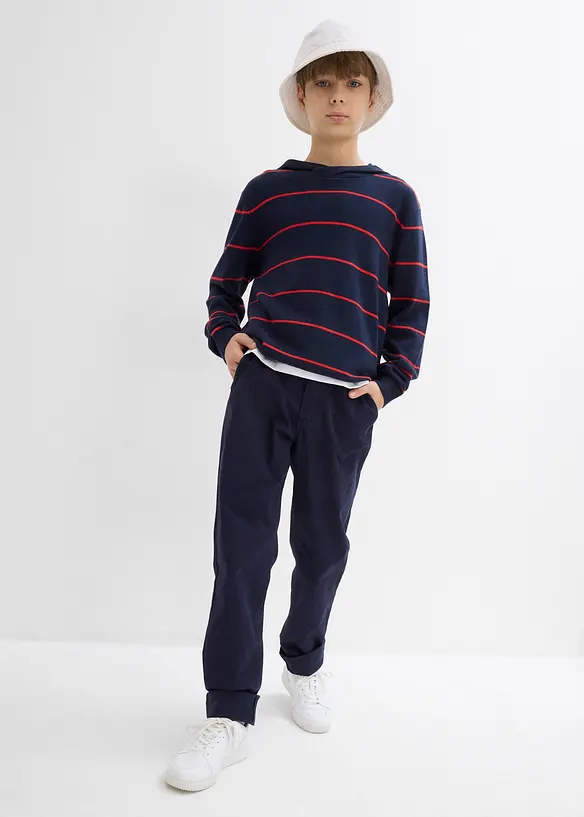 Strečové chino kalhoty Slim Fit s nastavitelným pasem, Straight, bonprix