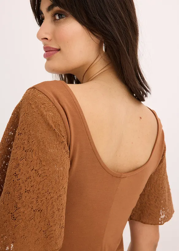 Tričko s krajkovými rukávy, bonprix