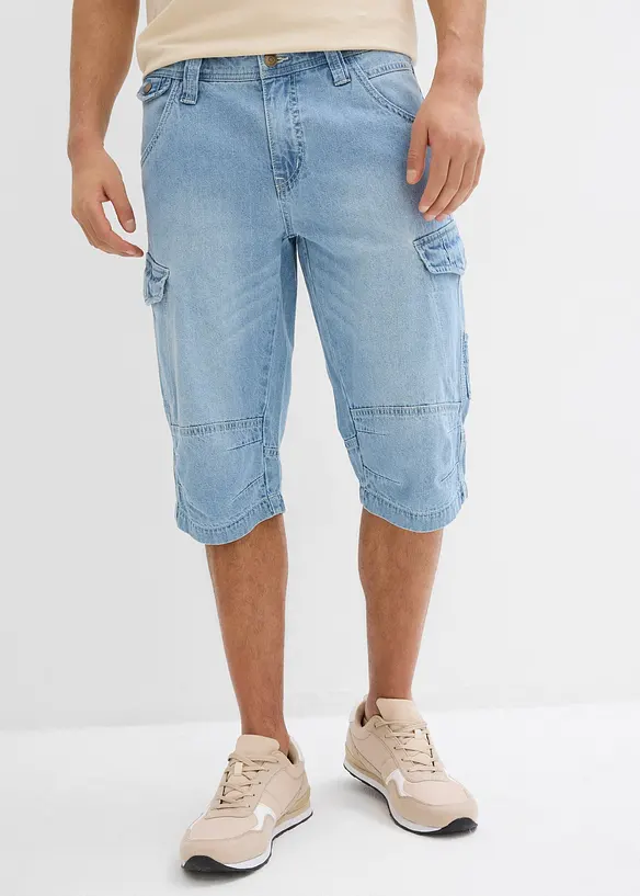 Lehké dlouhé džínové cargo bermudy, Relaxed Fit, bonprix