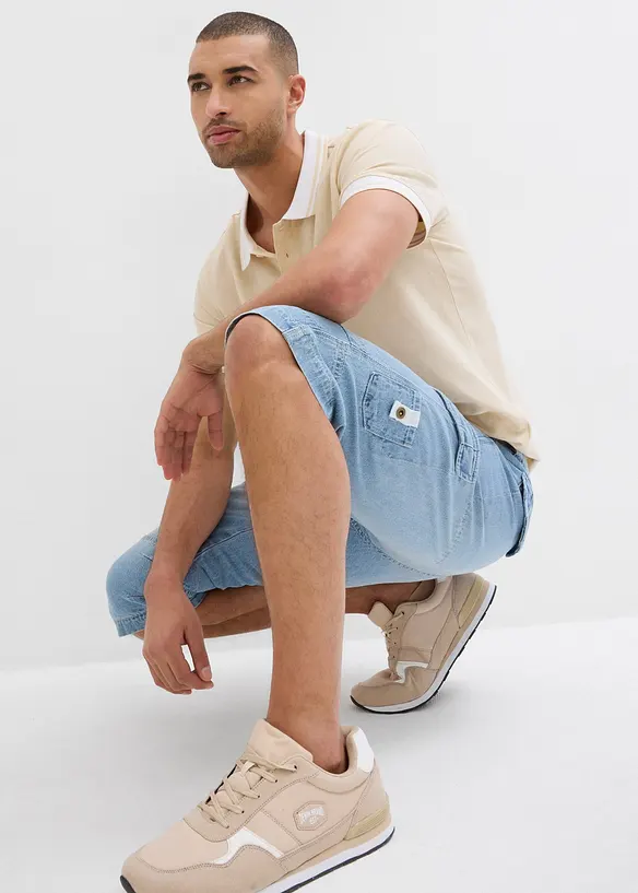 Lehké dlouhé džínové cargo bermudy, Relaxed Fit, bonprix