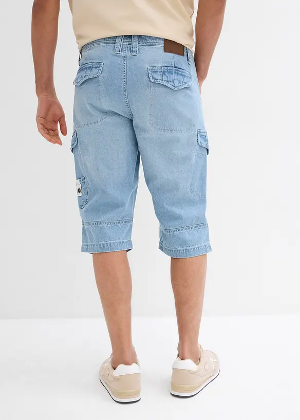Lehké dlouhé džínové cargo bermudy, Relaxed Fit, bonprix