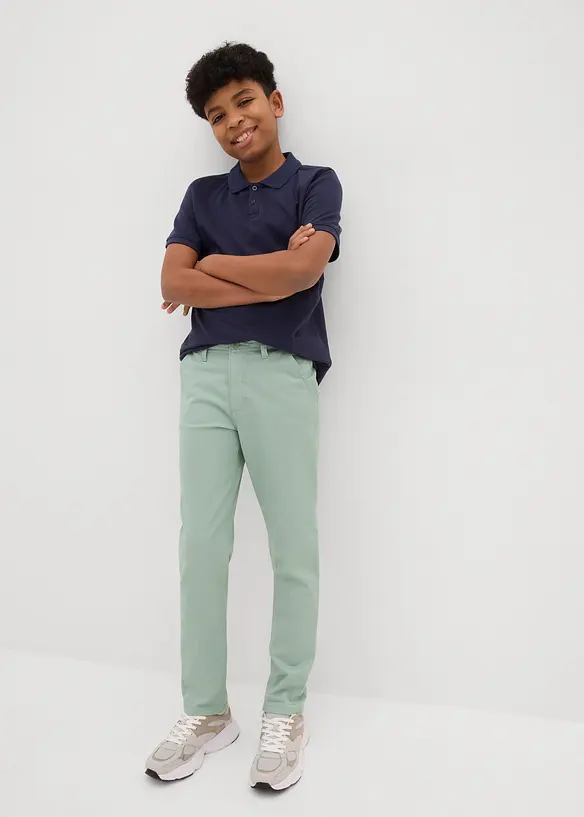 Strečové chino kalhoty Slim Fit s nastavitelným pasem, Straight, bonprix