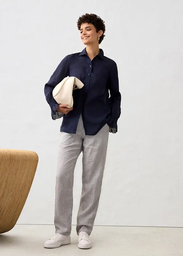 Košilová halenka z ramie, bonprix