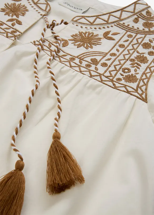 Tunika s podílem hedvábí a výšivkou, bonprix