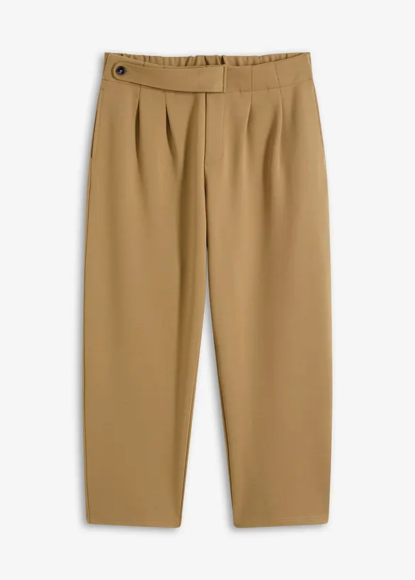 Žerzejové kalhoty se sklady v pase, bonprix