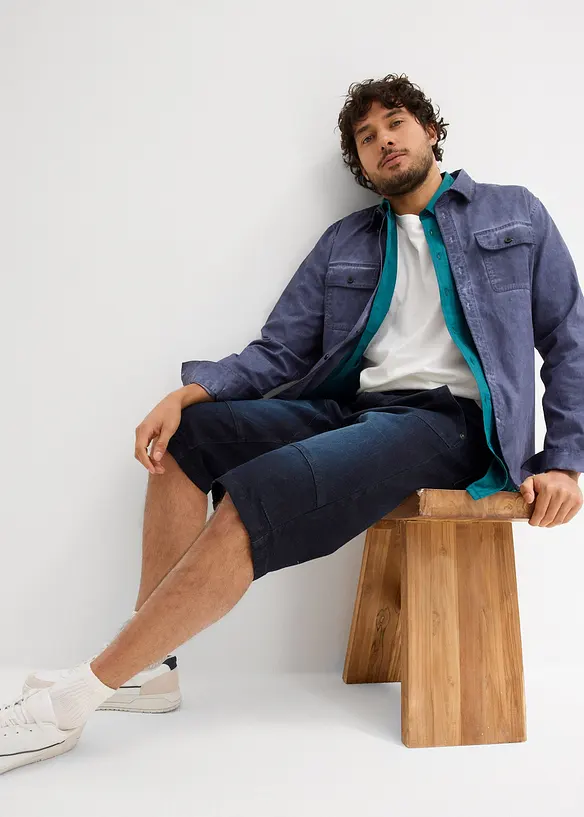 Dlouhé strečové džínové bermudy, Regular Fit, bonprix