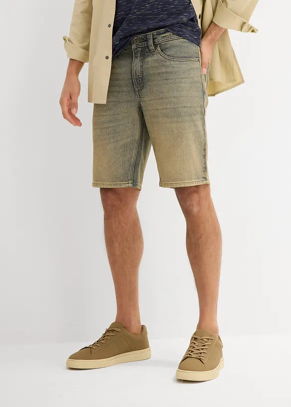 Strečové džínové bermudy Dirty Washed, Regular Fit, bonprix