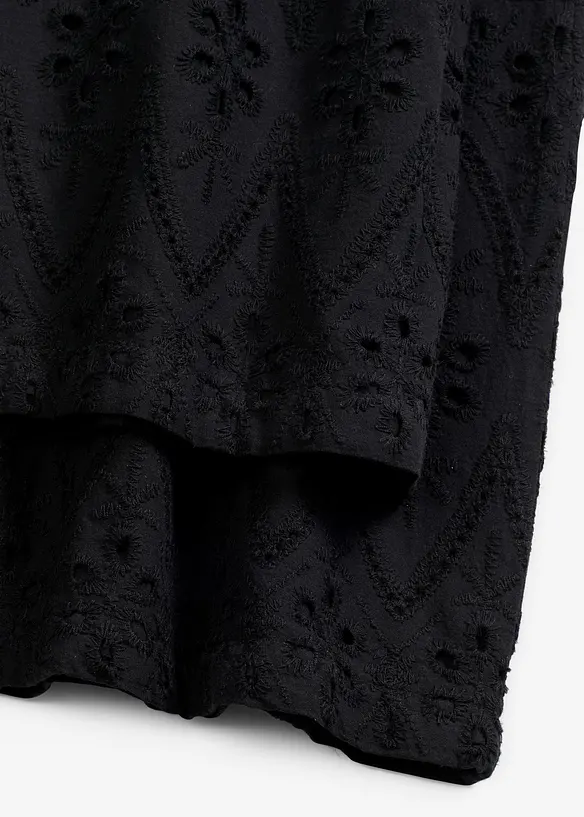 Culotte kalhoty z materiálu s dírkovanou výšivkou, bonprix