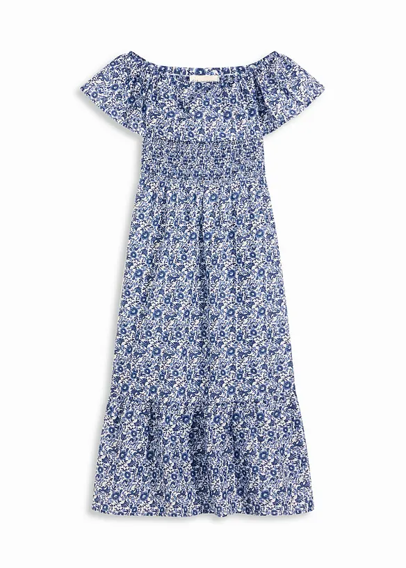 Boho midi šaty s výstřihem Carmen, z lehké bavlny, bonprix