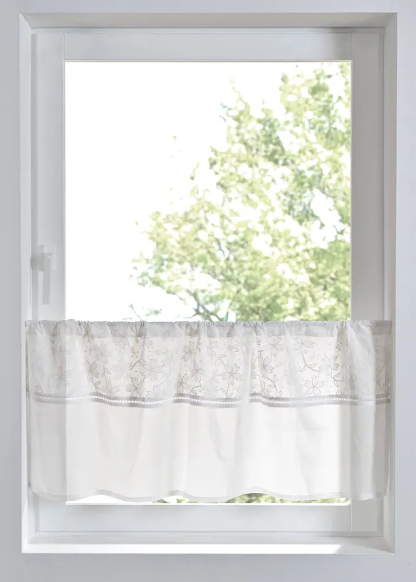 Vitrážková záclona z organické bavlny, s výšivkou, bonprix