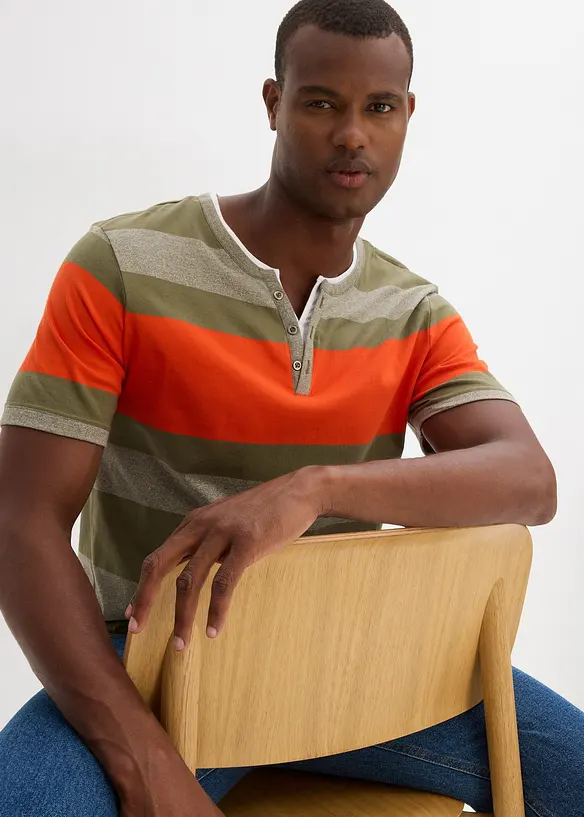 Henley tričko, krátký rukáv, bonprix