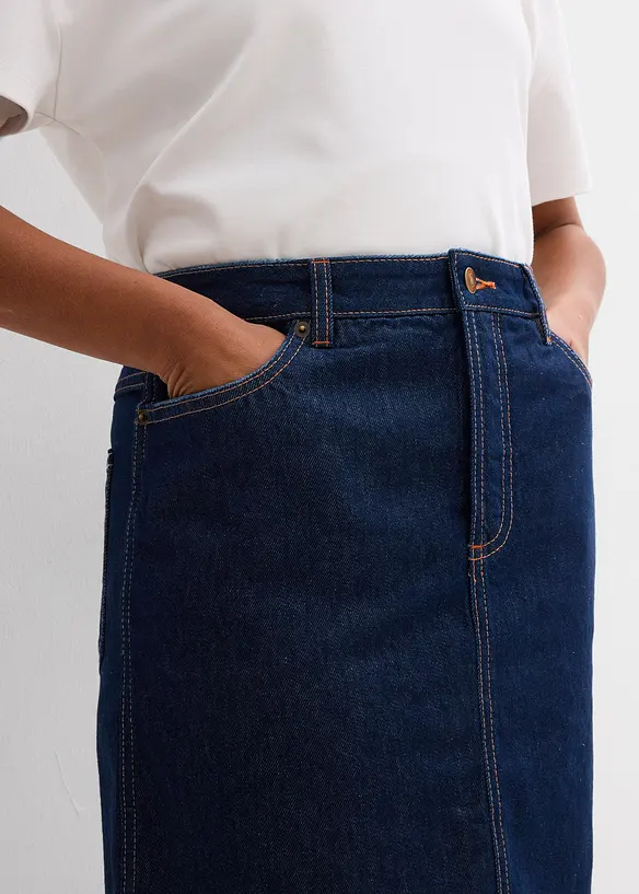 Džínová sukně Mid Waist, Low Stretch, bonprix