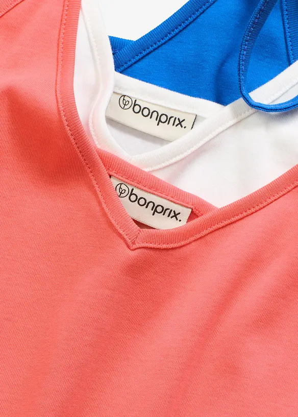 Top s úzkými ramínky, z čisté organické bavlny (3 ks v balení), bonprix