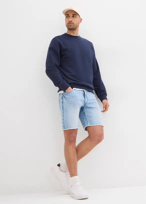 Strečové džínové šortky s nezačištěnými okraji, Relaxed Fit, bonprix