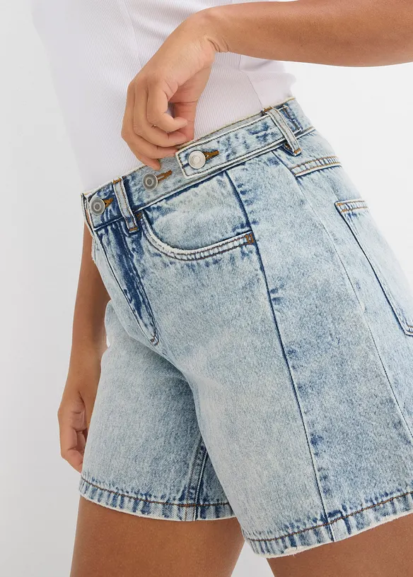 Džínové šortky, Mid Waist, nízký podíl streče, bonprix
