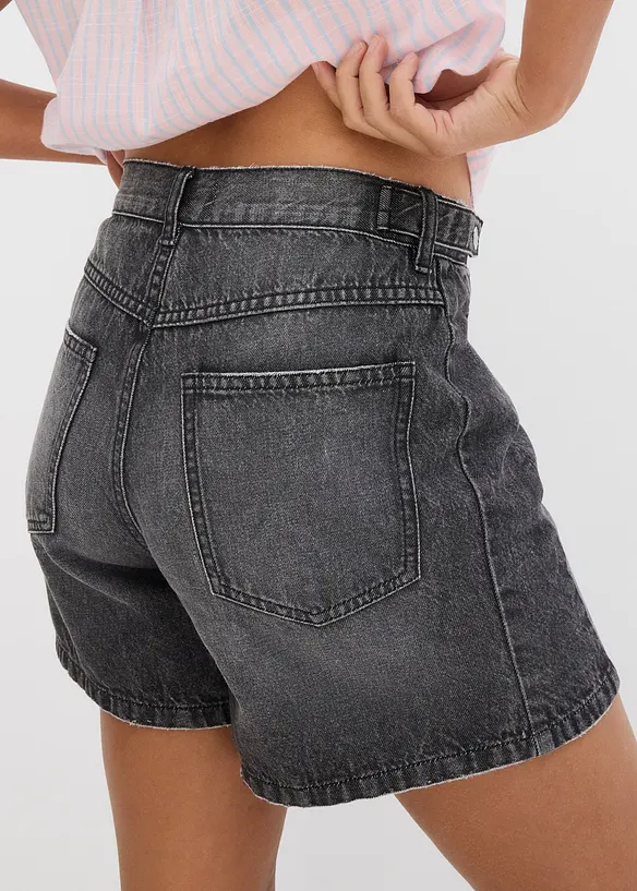 Džínové šortky, Mid Waist, nízký podíl streče, bonprix