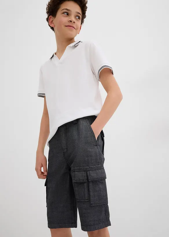 Dlouhé cargo šortky z kambriku, Regular Fit, bonprix