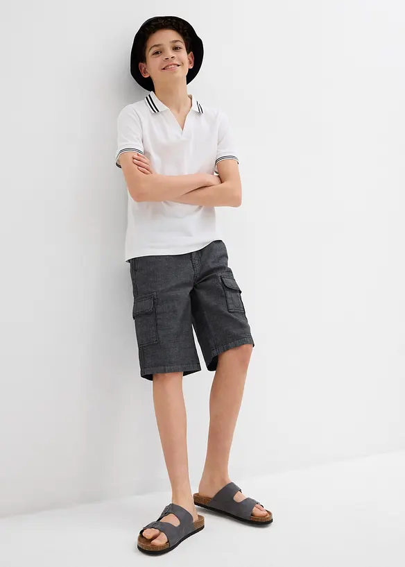 Dlouhé cargo šortky z kambriku, Regular Fit, bonprix