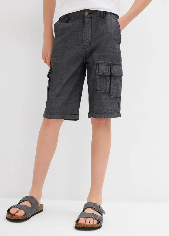 Dlouhé cargo šortky z kambriku, Regular Fit, bonprix