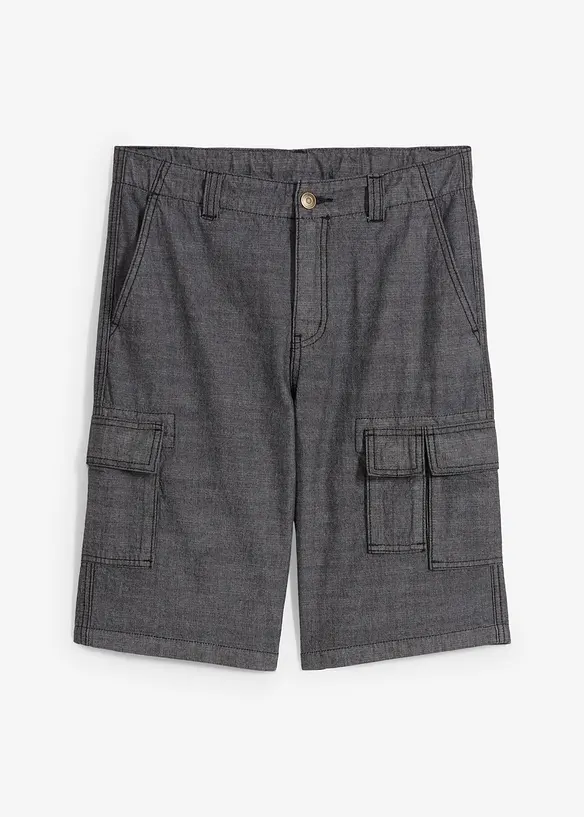 Dlouhé cargo šortky z kambriku, Regular Fit, bonprix