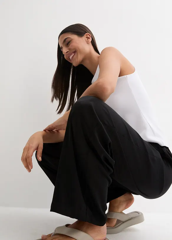 Lehké kalhoty Palazzo ze strukturovaného materiálu, bonprix