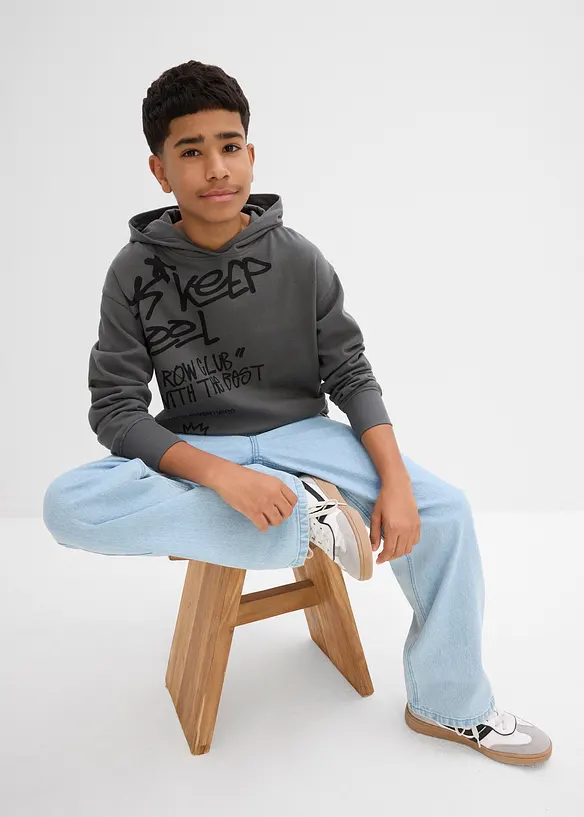 Mikina s kapucí a graffiti potiskem, z čisté organické bavlny, bonprix