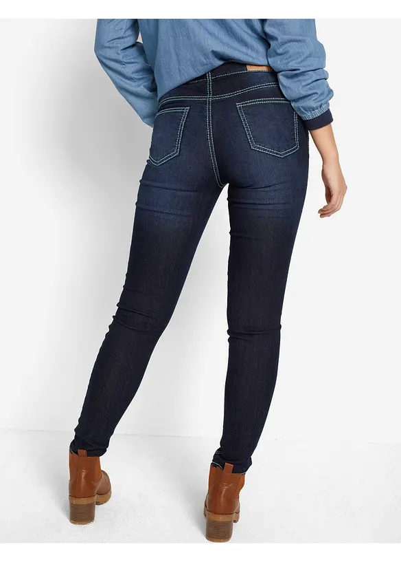 Džíny Slim, Mid Waist, s kontrastními švy, bonprix