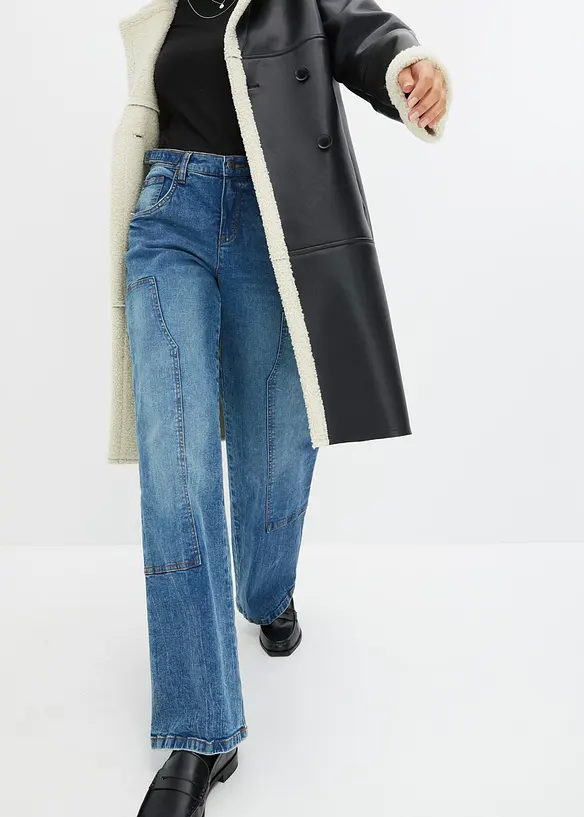 Džíny Wide Leg, Mid Waist, bonprix