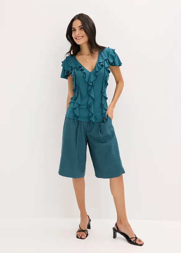 Tričko s volány, z měkké směsi s modalem, bonprix