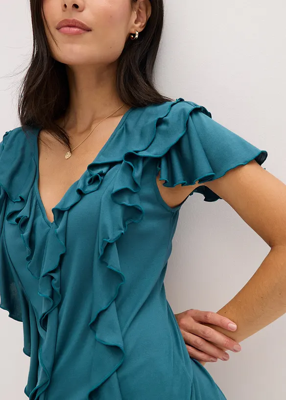 Tričko s volány, z měkké směsi s modalem, bonprix